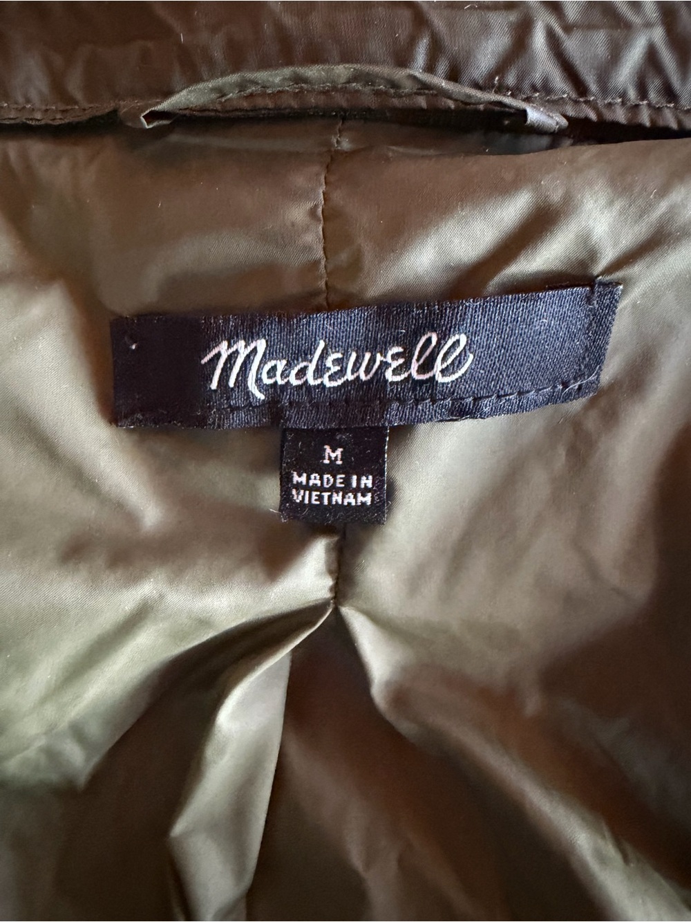 Madewelll Lightweight Olive Green Puffer Packable Jacket - Picture 3 of 3